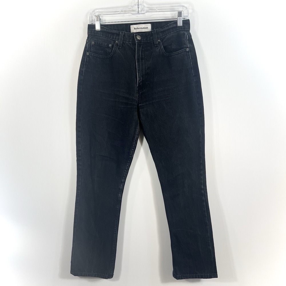 REFORMATION Jeans Womens Size 27 Julia Crop High Cigarette Jean Black High Rise